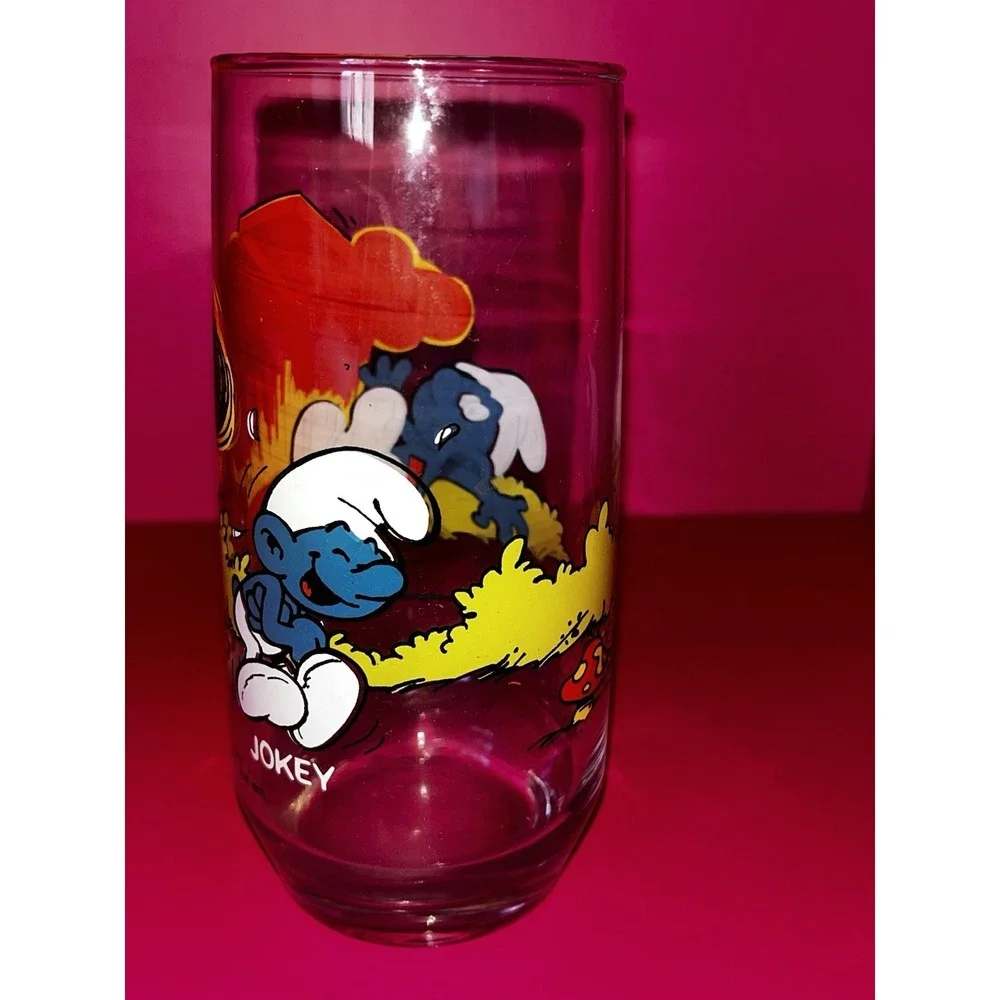 VINTAGE‎ JOKEY SMURF COLLECTIBLE  SMURFS DRINK GLASS CUP PEYO, 1982  6